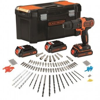 Aparafusadora c/percusso 18V 3x1.5Ah + 120 acess ref BDCHD181B3A BLACK DECKER