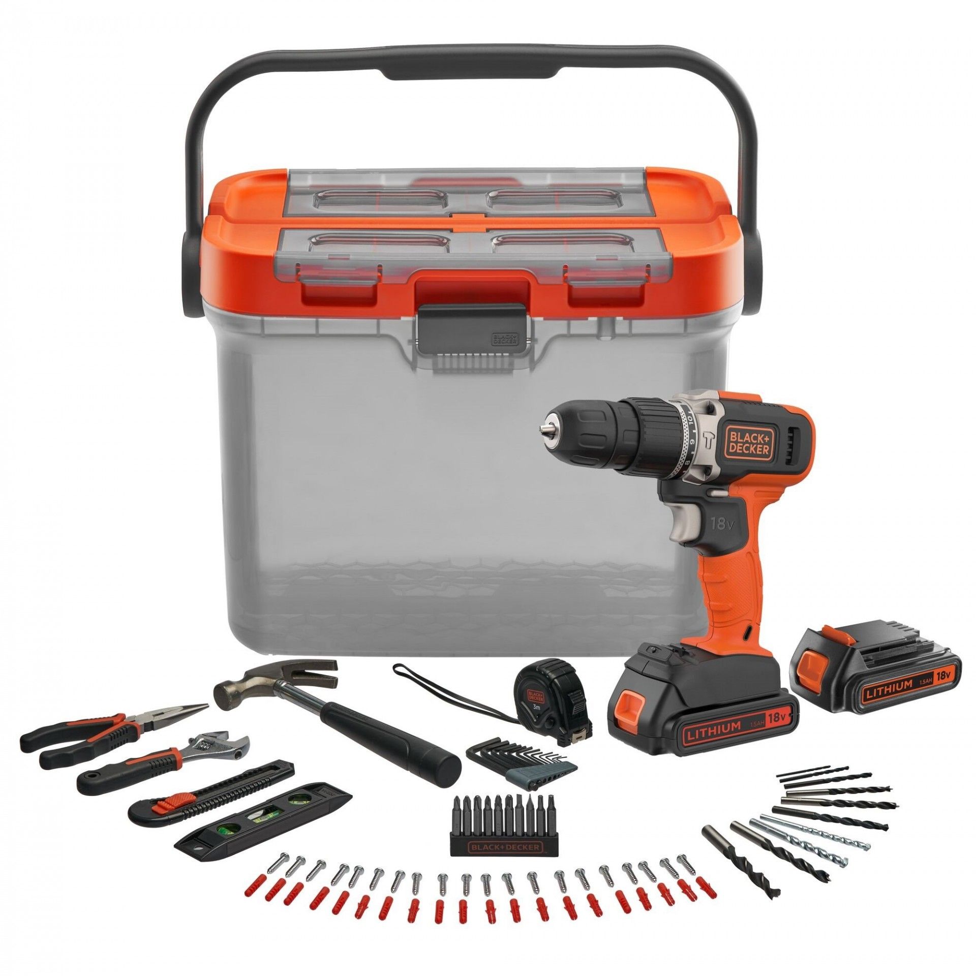 Aparafusadora 18V 2x1,5Ah Litio + 78 acessórios refª BCKSB03-QW BLACK DECKER