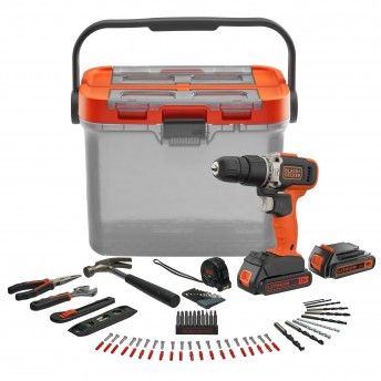 Aparafusadora 18V 2x1,5Ah Litio + 78 acessrios ref BCKSB03-QW BLACK DECKER