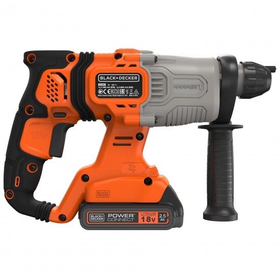 Martelo SDS-Plus 18V com 2 baterias 2,5Ah e mala ref BCD900E2K BLACK DECKER