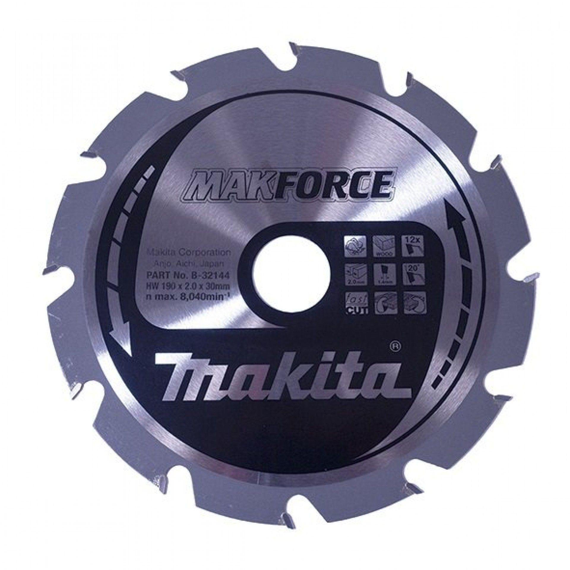 Disco HM 190x30mm 12D M-FORCE refª B-32035 MAKITA
