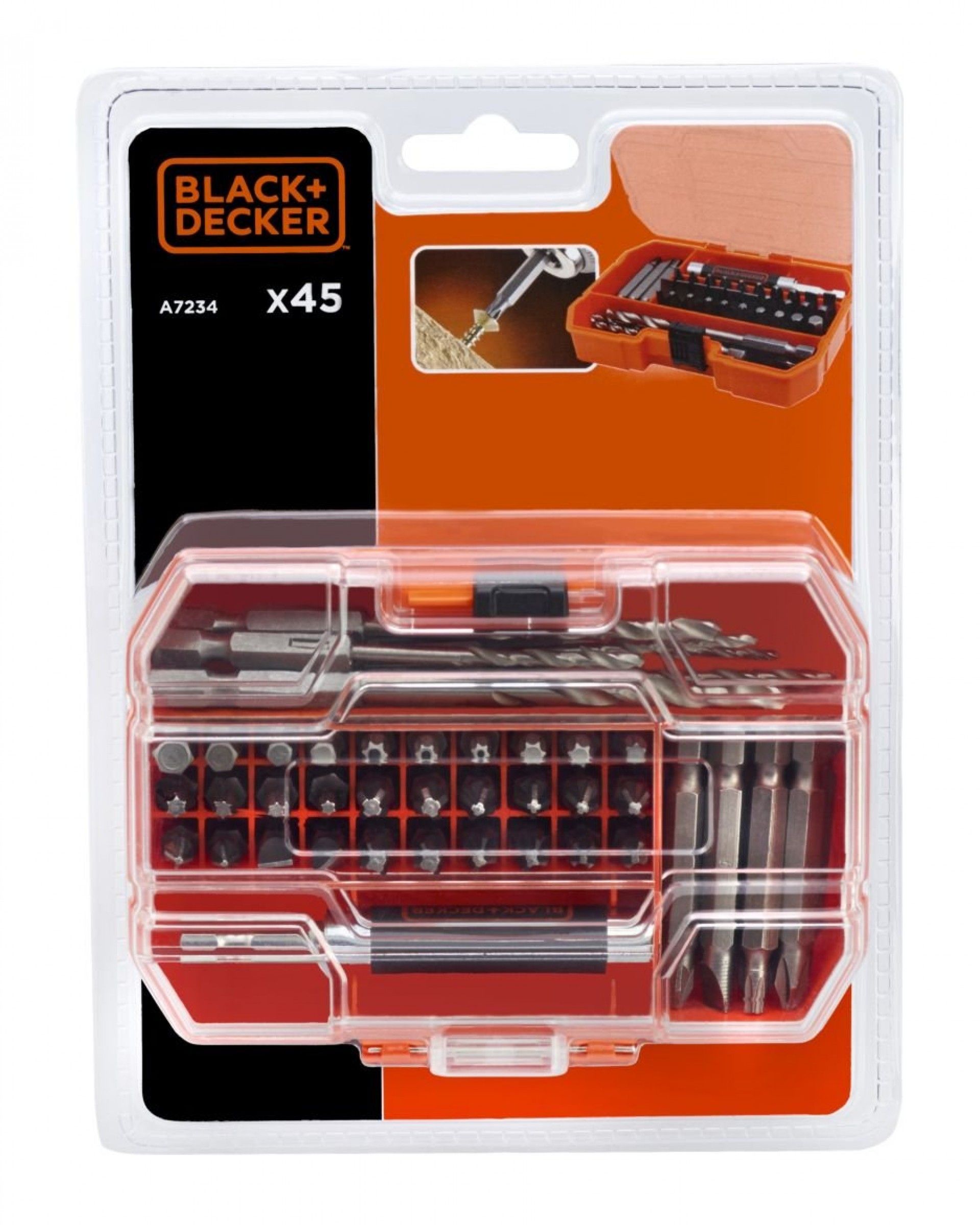 Jogo de 45 peças para furar e aparafusar. refª A7234 BLACK DECKER