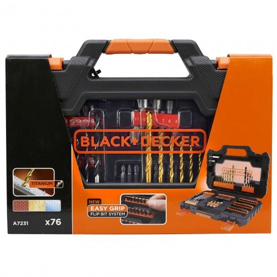 Conjunto de perfuração e condução de 76 peças Easy Grip refª A7231 BLACK DECKER Conjunto de perfuração e condução de 76 peças Easy Grip refª A7231 BLACK DECKER