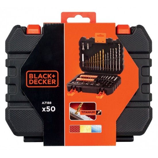 Jogo de 50 peças para aparafusar e furar com brocas "Titanium" refª A7188 BLACK DECKER Jogo de 50 peças para aparafusar e furar com brocas "Titanium" refª A7188 BLACK DECKER