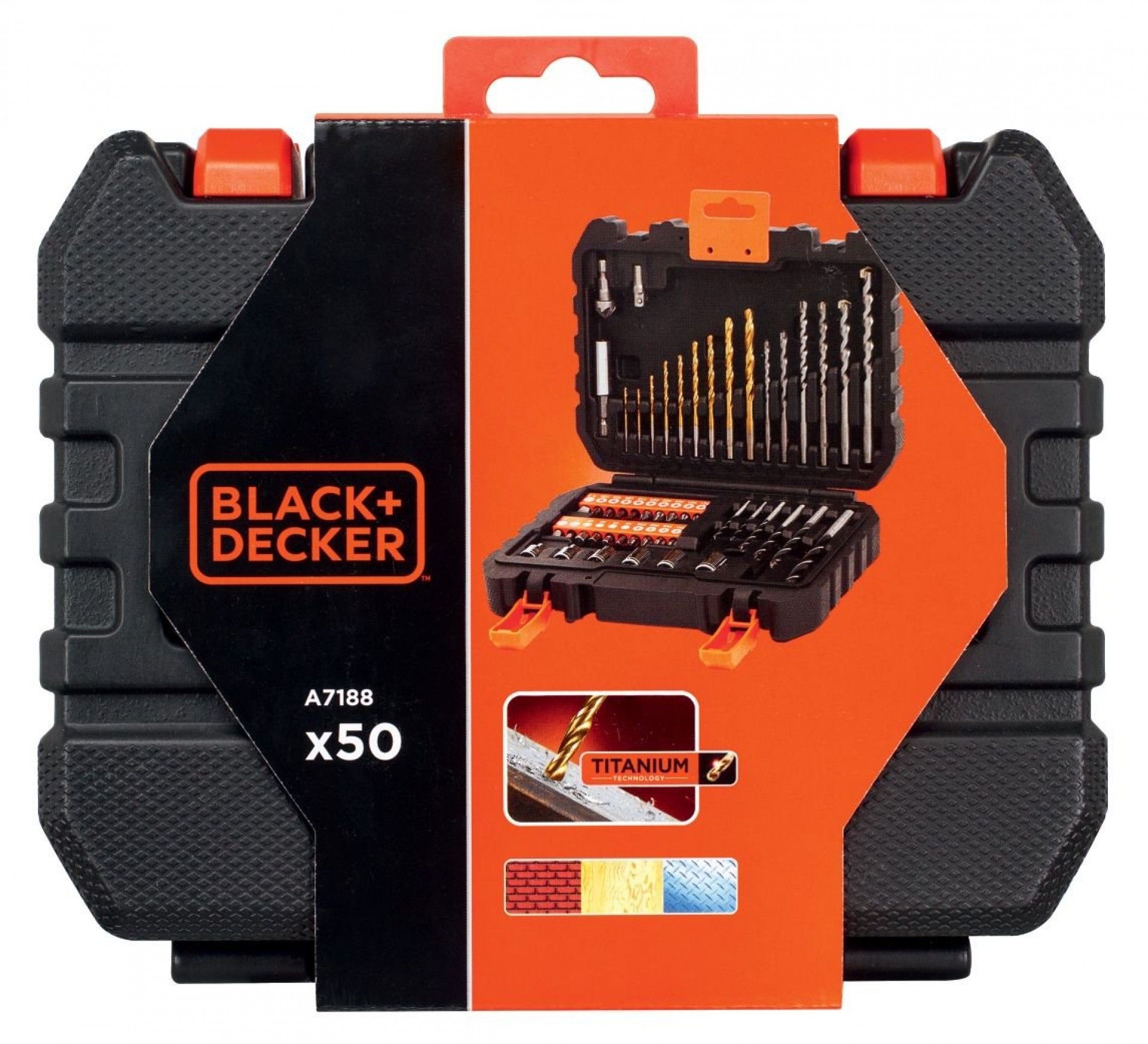 Jogo de 50 peças para aparafusar e furar com brocas "Titanium" refª A7188 BLACK DECKER