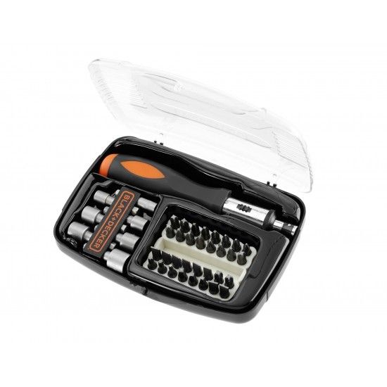 Jogo de 40 peças para aparafusar. Inclui chave de roquete refª A7062 BLACK DECKER Jogo de 40 peças para aparafusar. Inclui chave de roquete refª A7062 BLACK DECKER