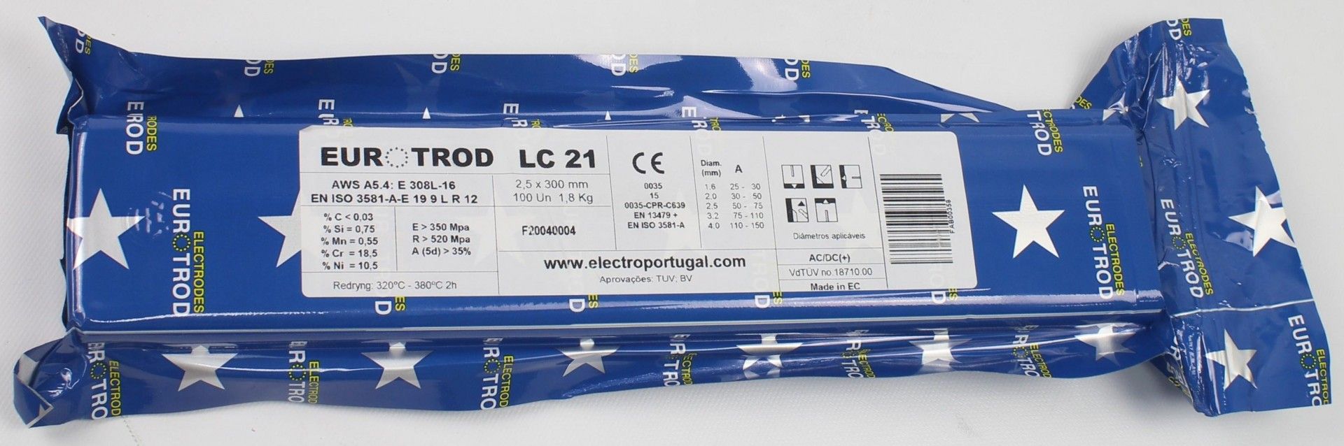 Eléctrodo Inox, 2.5x300mm, 100Un refª 99106 MADER