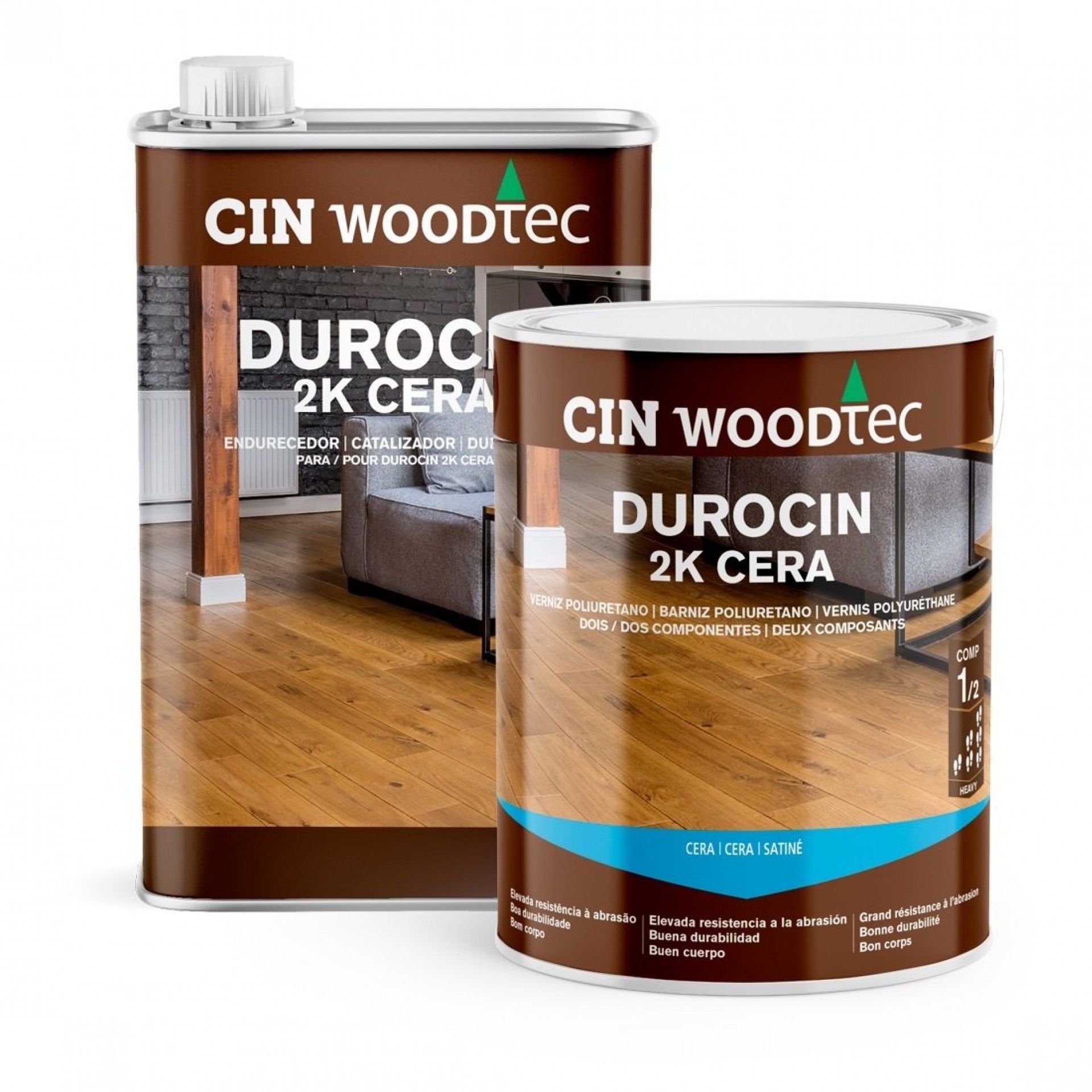 Verniz poliuretano solvente cera bi-componente 5L + Cura 5L DUROCIN 2K refª 77-021+77-022 Cin