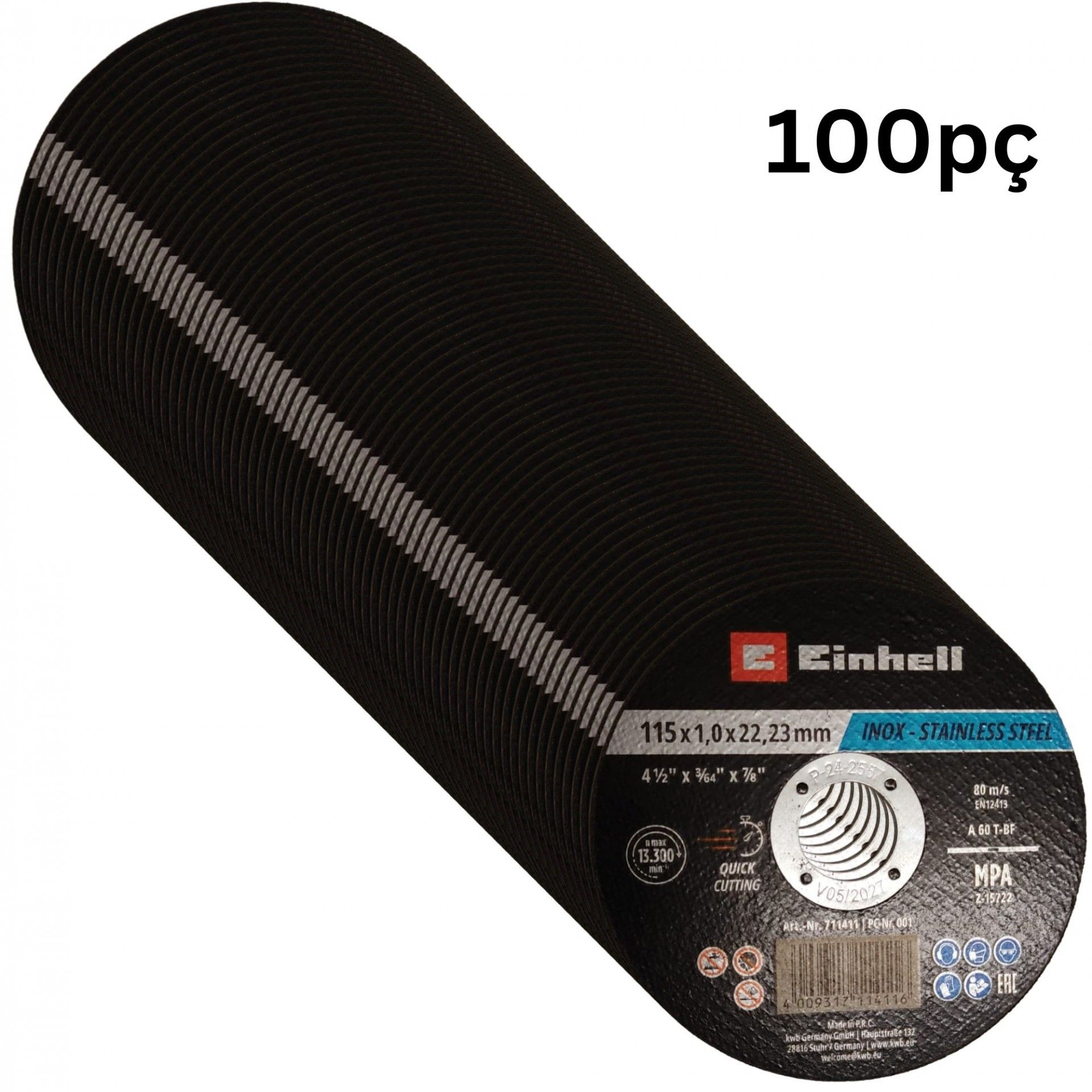 Disco corte inox 115x1mm (embalagem 100pç) refª 711527 KWB