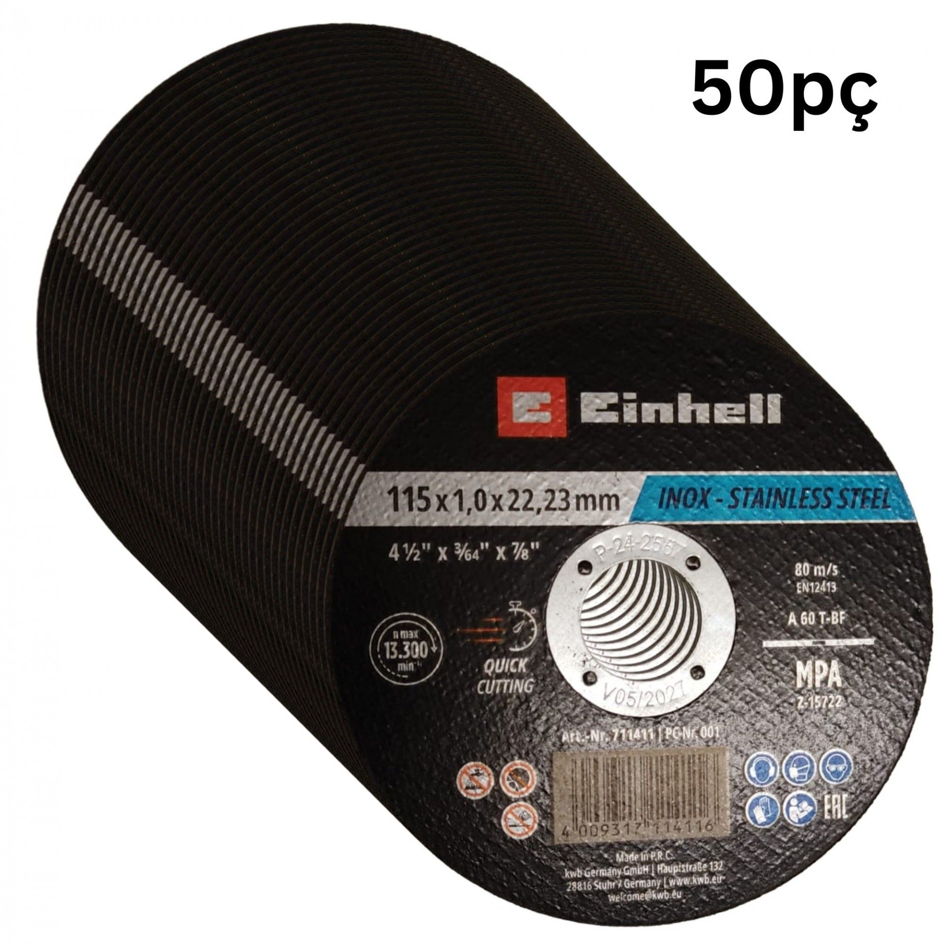 Disco corte inox 115x1mm (embalagem 50pç) refª 711526 KWB