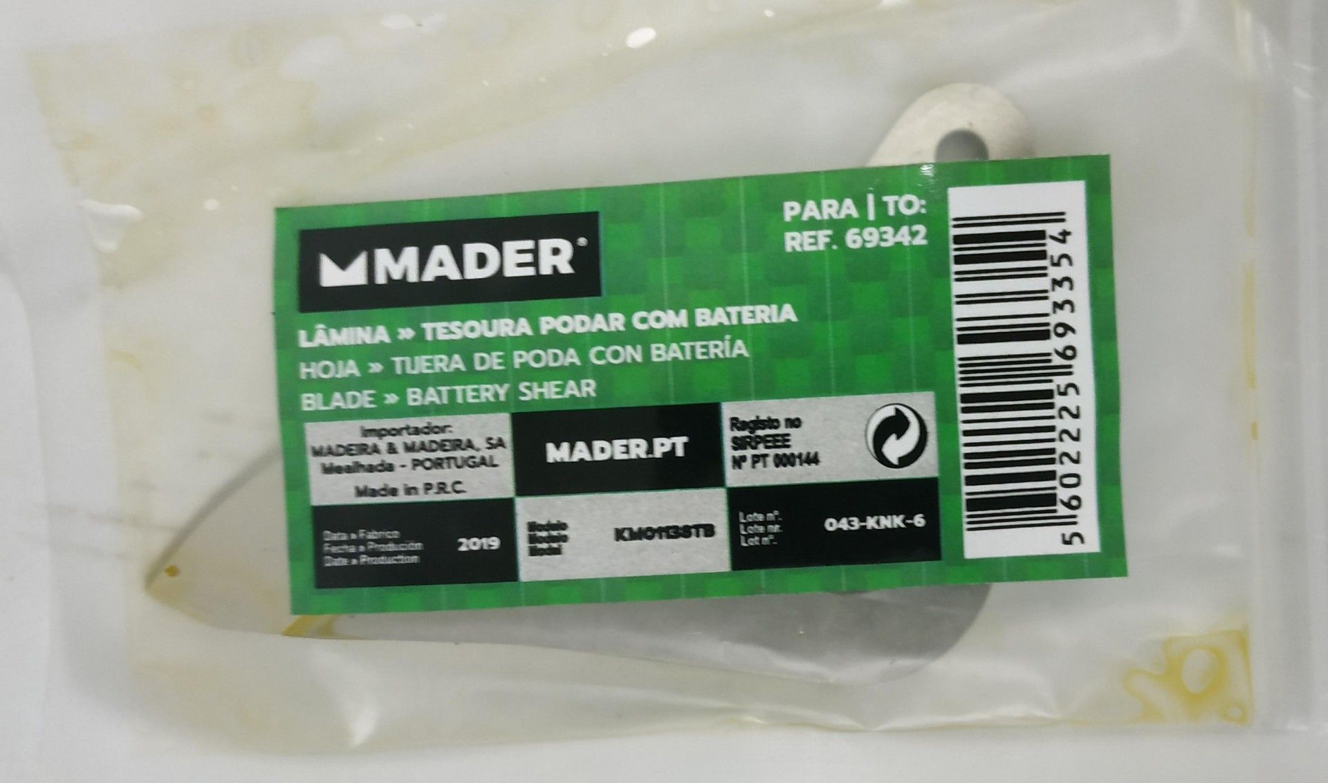 Lâmina para Tesoura de Podar a Bateria 69342 refª 69335 MADER