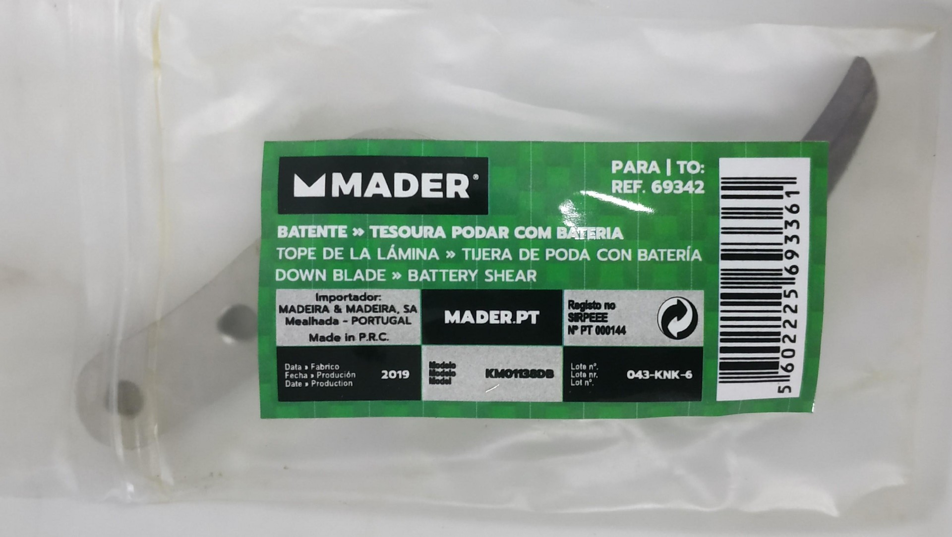 Batente para Tesoura de Podar a Bateria 69342 refª 69336 MADER