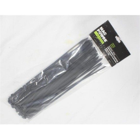 Abra�adeira Preta Pl�stica, 8x400mm, 100Un  ref� 66547 MAC POWER