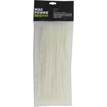 Abraadeira Branca Plstica, 3.6x300mm, 200Un  ref 66539 MAC POWER