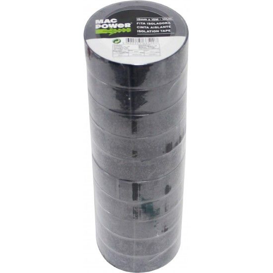 Fita Isoladora, Preta, 19mmx10m, 10Un  ref 66520 MAC POWER
