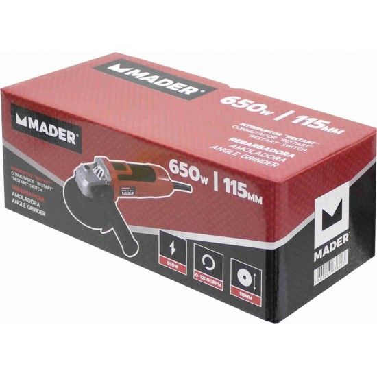 Rebarbadora, Interruptor Restart, 115mm, 650W ref� 63800 MADER