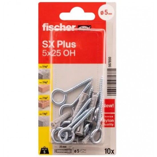 Bucha 5x25mm SX Plus + camaro fechado (10uni) ref 567850 Fischer