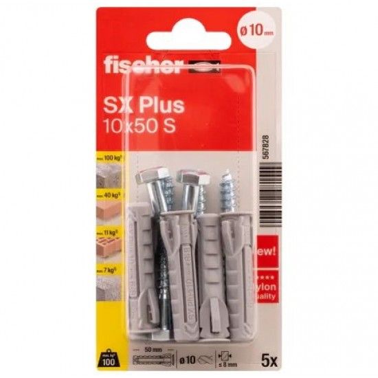 Bucha 10x50mm SX Plus + tirefon (5uni) ref 567828 Fischer