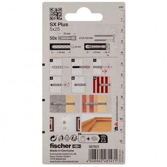 Bucha Ficher 5x25mm SX Plus (50uni) 567821