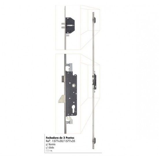 TESTA FECHADURA 3 PONTOS 1577x35 P/PORTA
