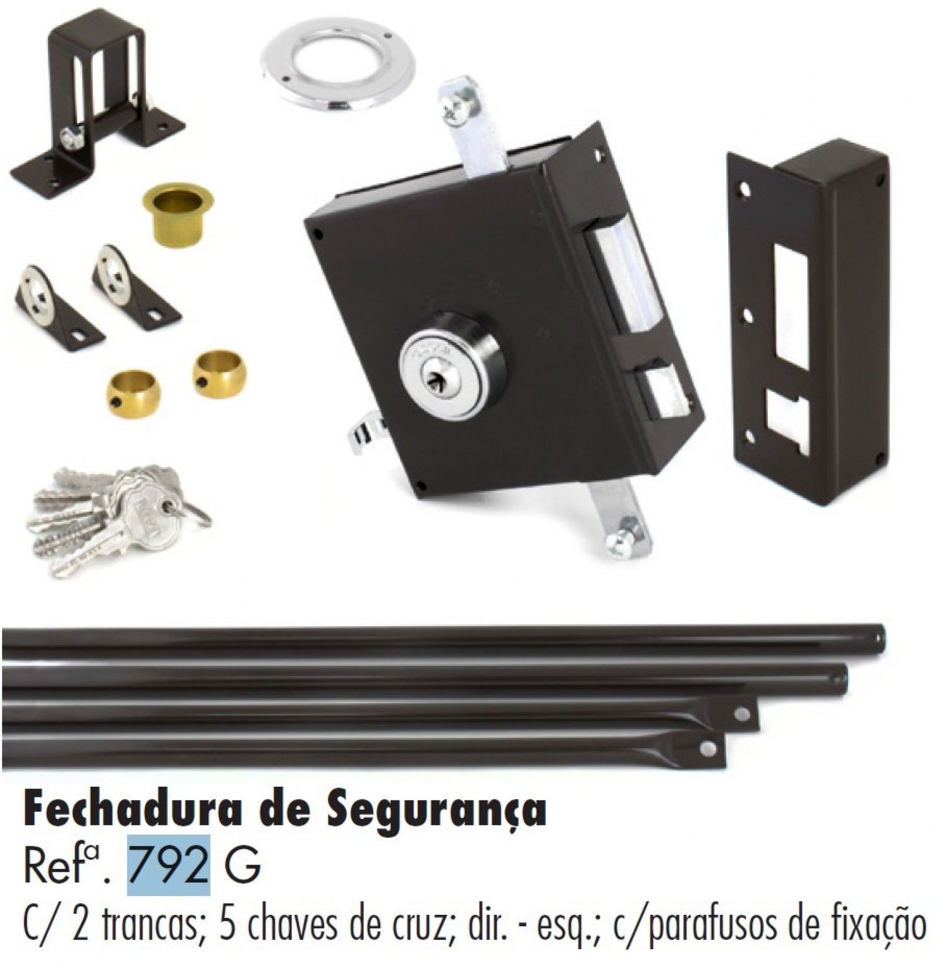 Fechadura canhão cruz 12 esquerda c/trancas refª 792 Teicocil