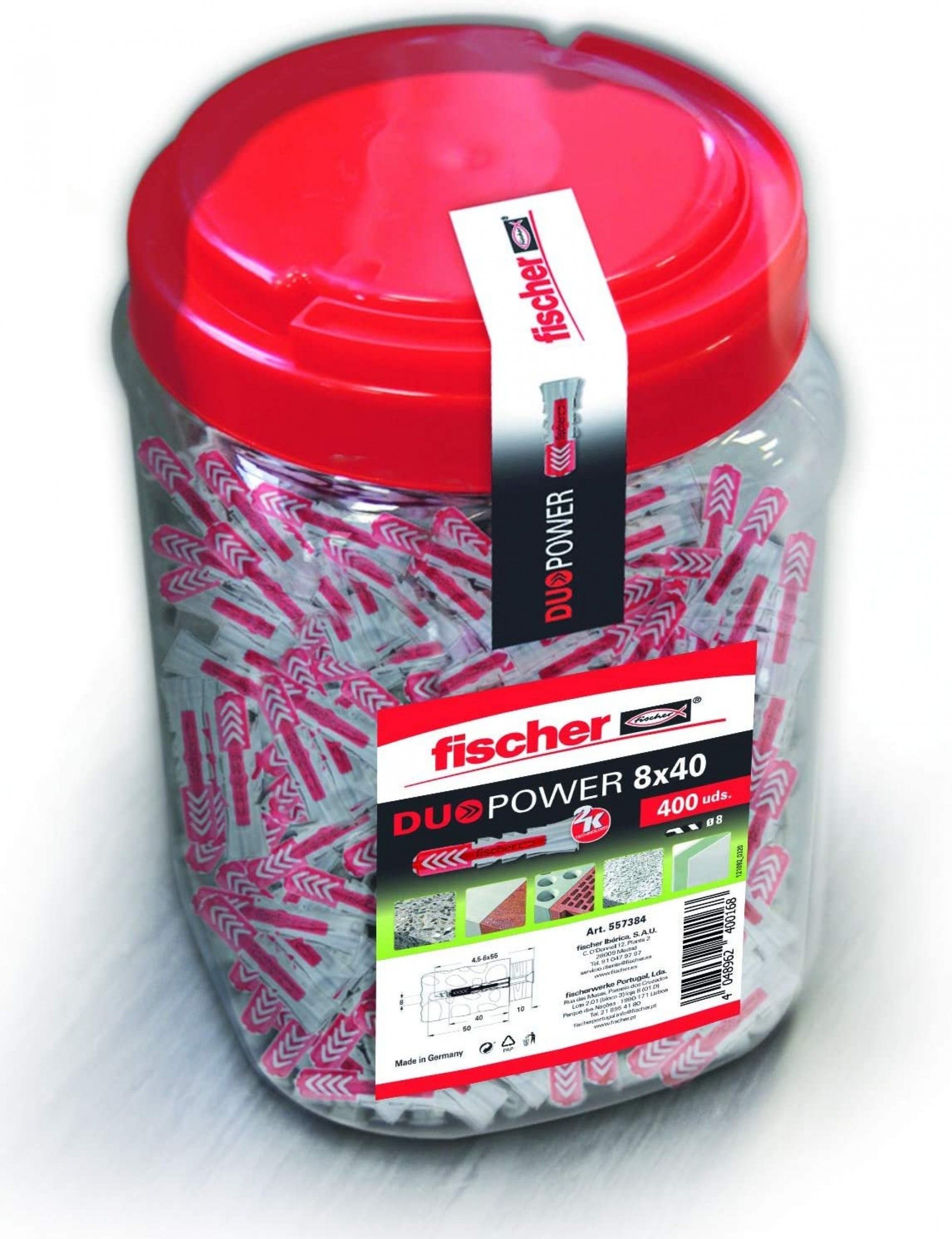 BUCHA DUOPOWER 8x40 400PÇ ref 557384 FISCHER