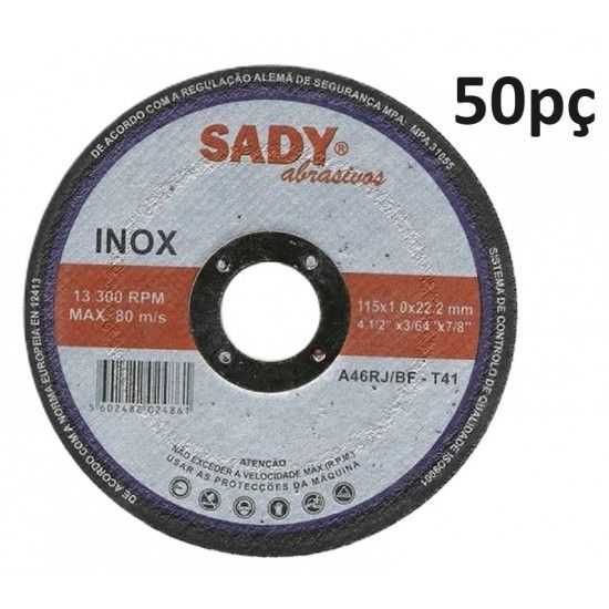 Disco corte inox 115x1.0mm (50p) Sady