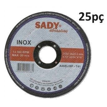 Disco corte inox 115x1.0mm (25p) Sady