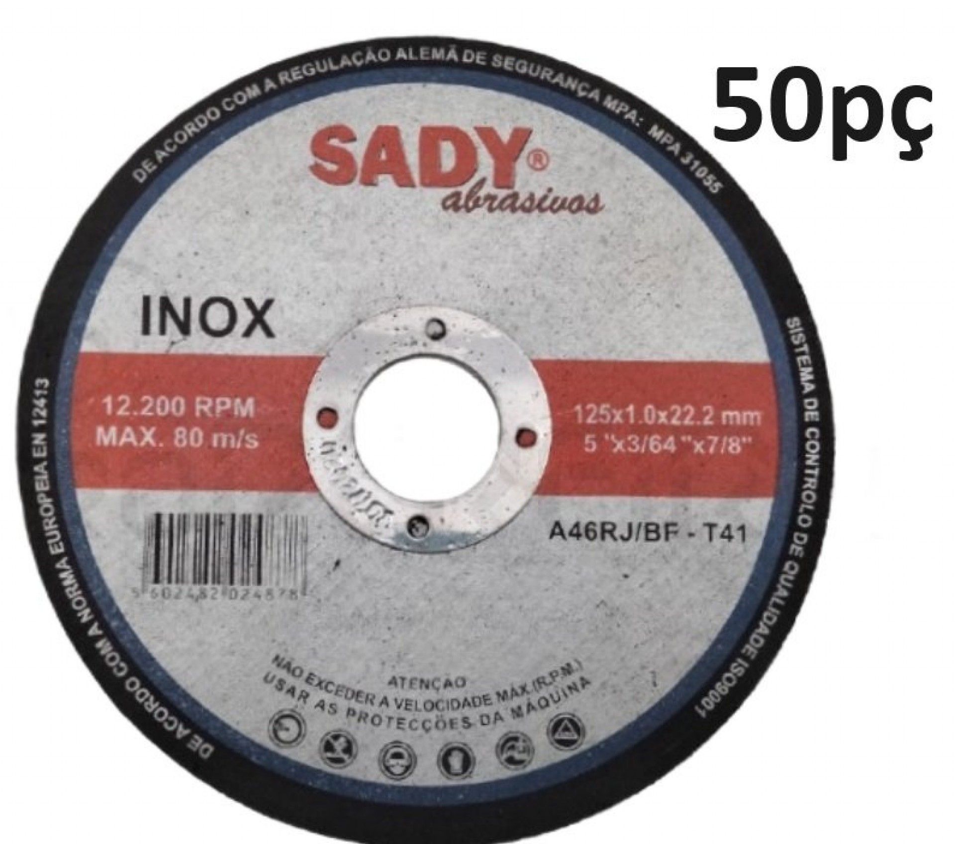 Disco corte inox 125x1.0mm (50pç) Sady