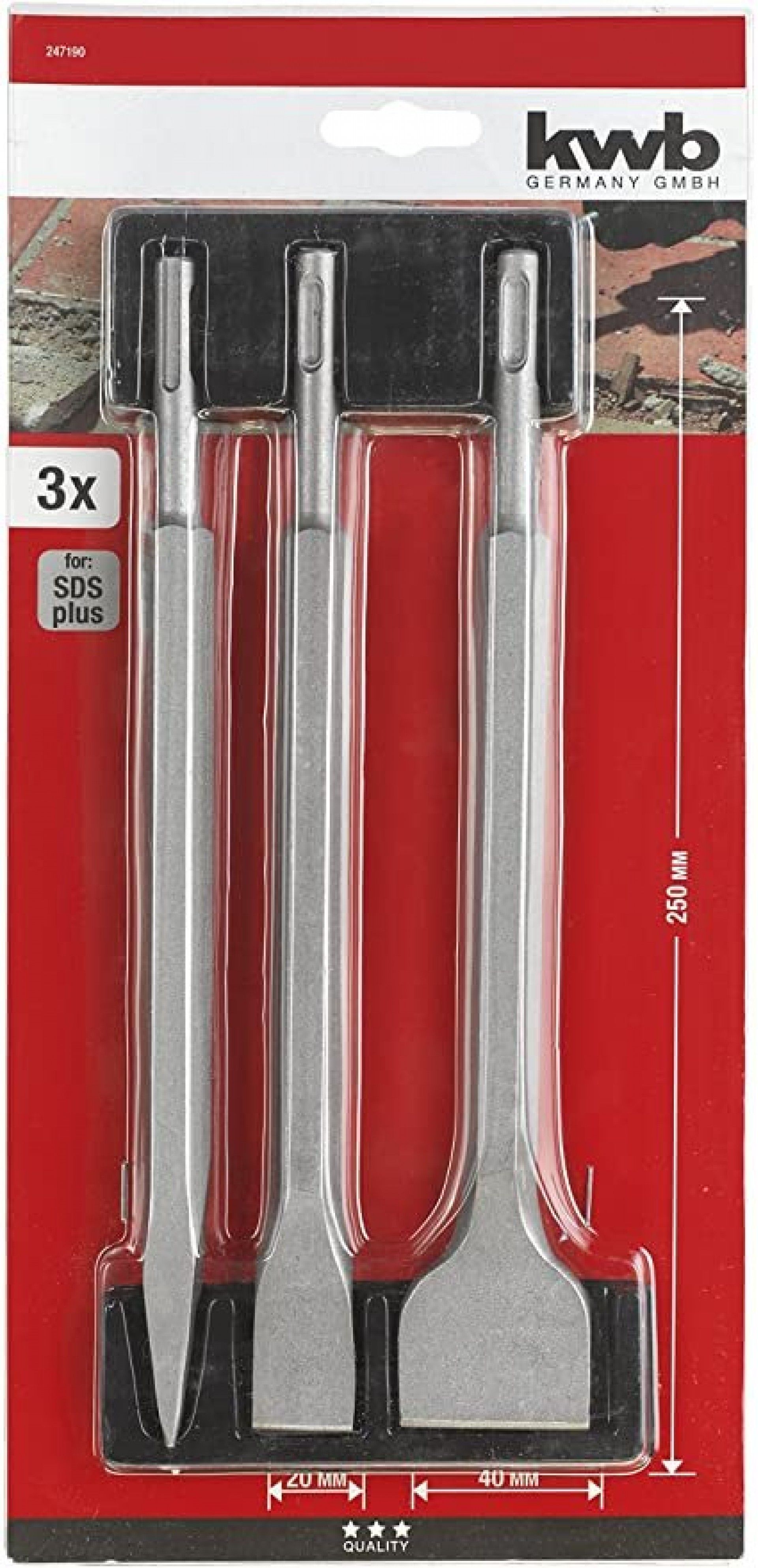 KIT SDS-PLUS 250mm 3PÇ REF 49247190 KWB