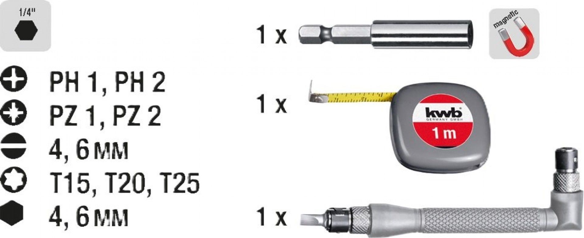 Kit bits ¼ c/metro refª 49116790 KWB