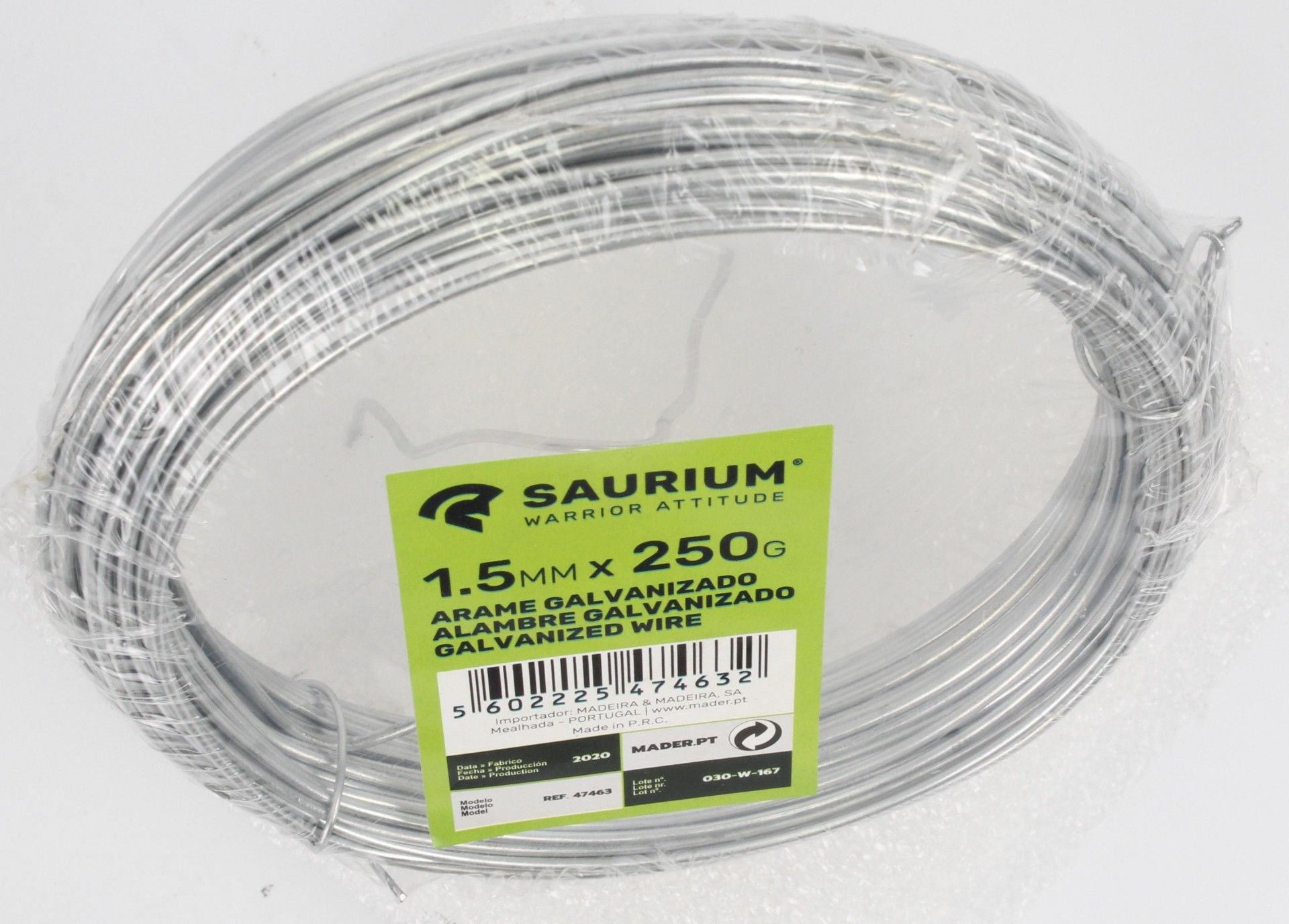 Arame Galvanizado, 1.5mmx250g refª 47463 SAURIUM