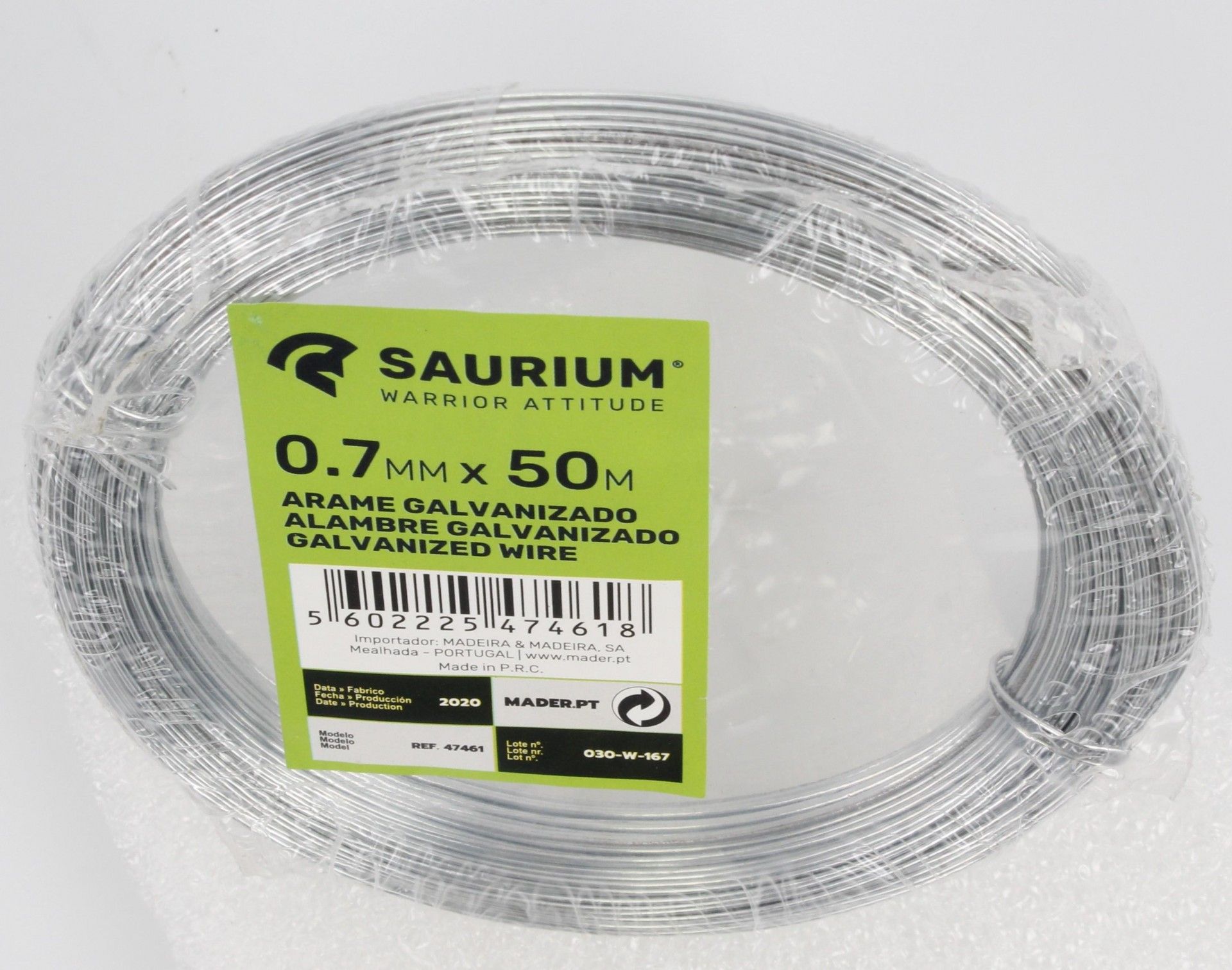 Arame Galvanizado, 0.7mmx50m refª 47461 SAURIUM