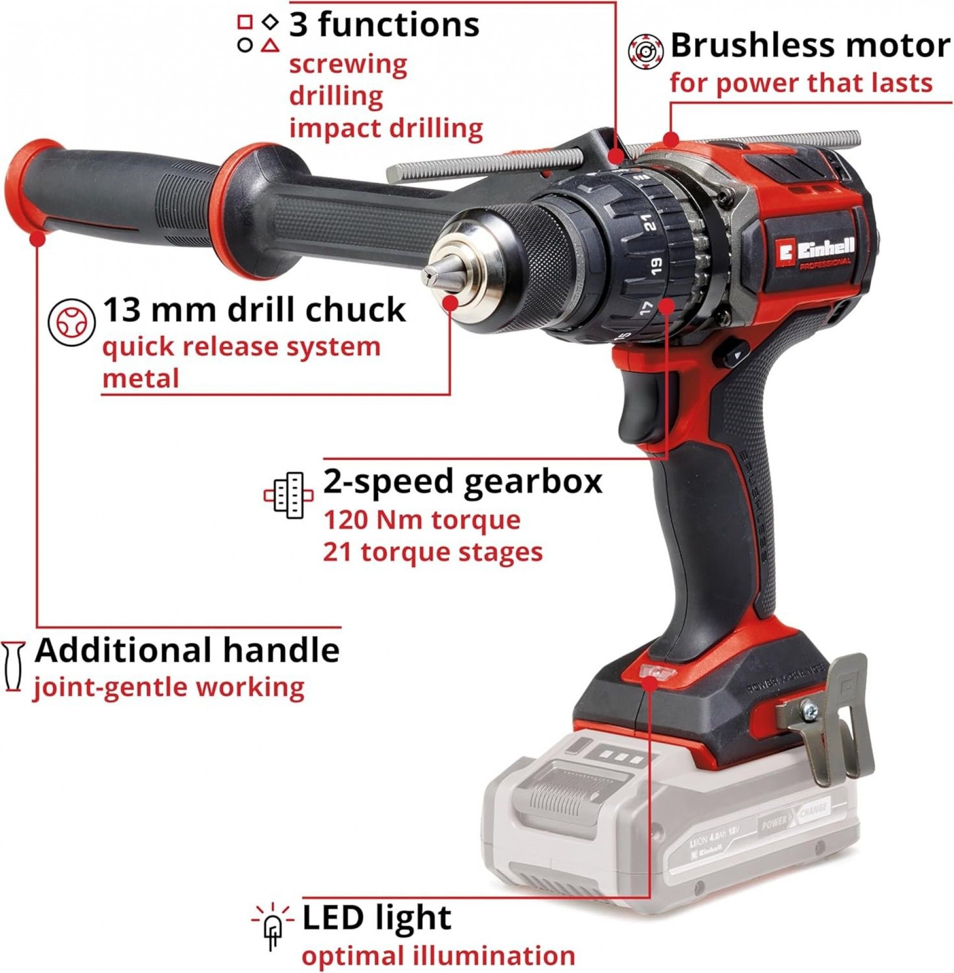 Aparafusadora TP-CD 18/120 Li- i BL Solo refª 4514310 EINHELL