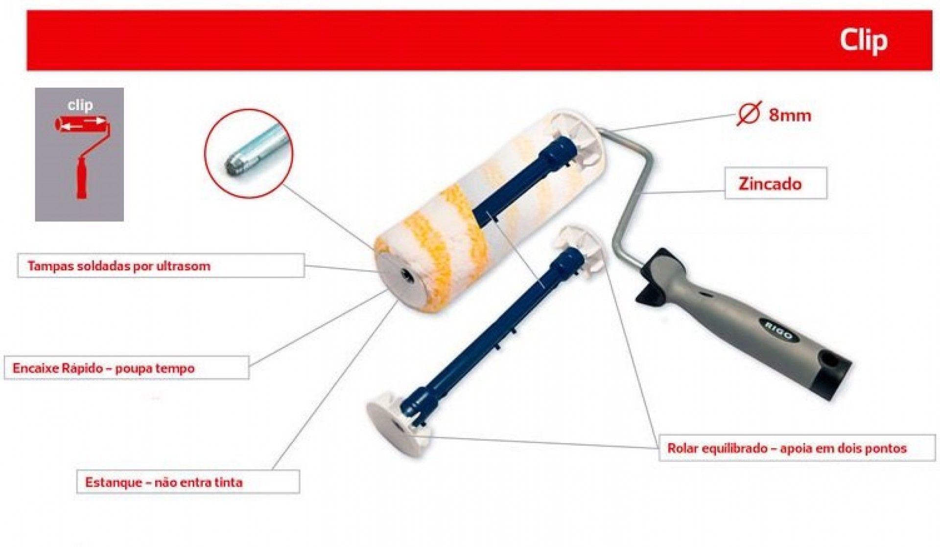 ROLO ANTIGOTA SUPER CLIP 250mm CABO BIMATERIA RIGO