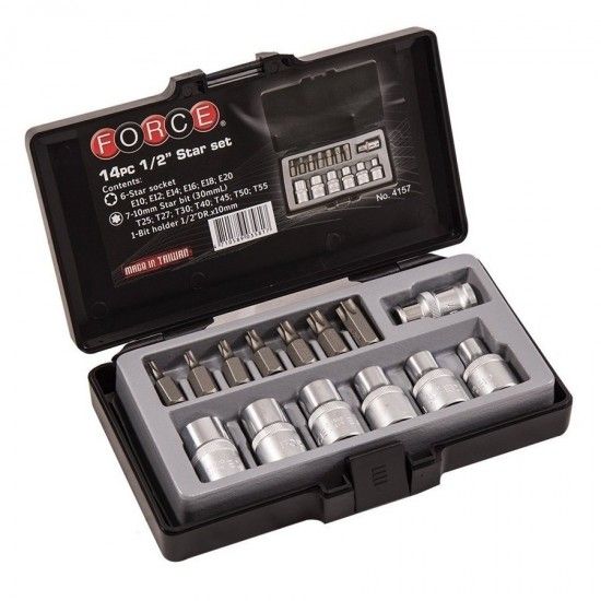 JOGO CAIXA 1/2 MISTO TORX T25>T55+ E10>E20 *4157 REF 312036 FORCE