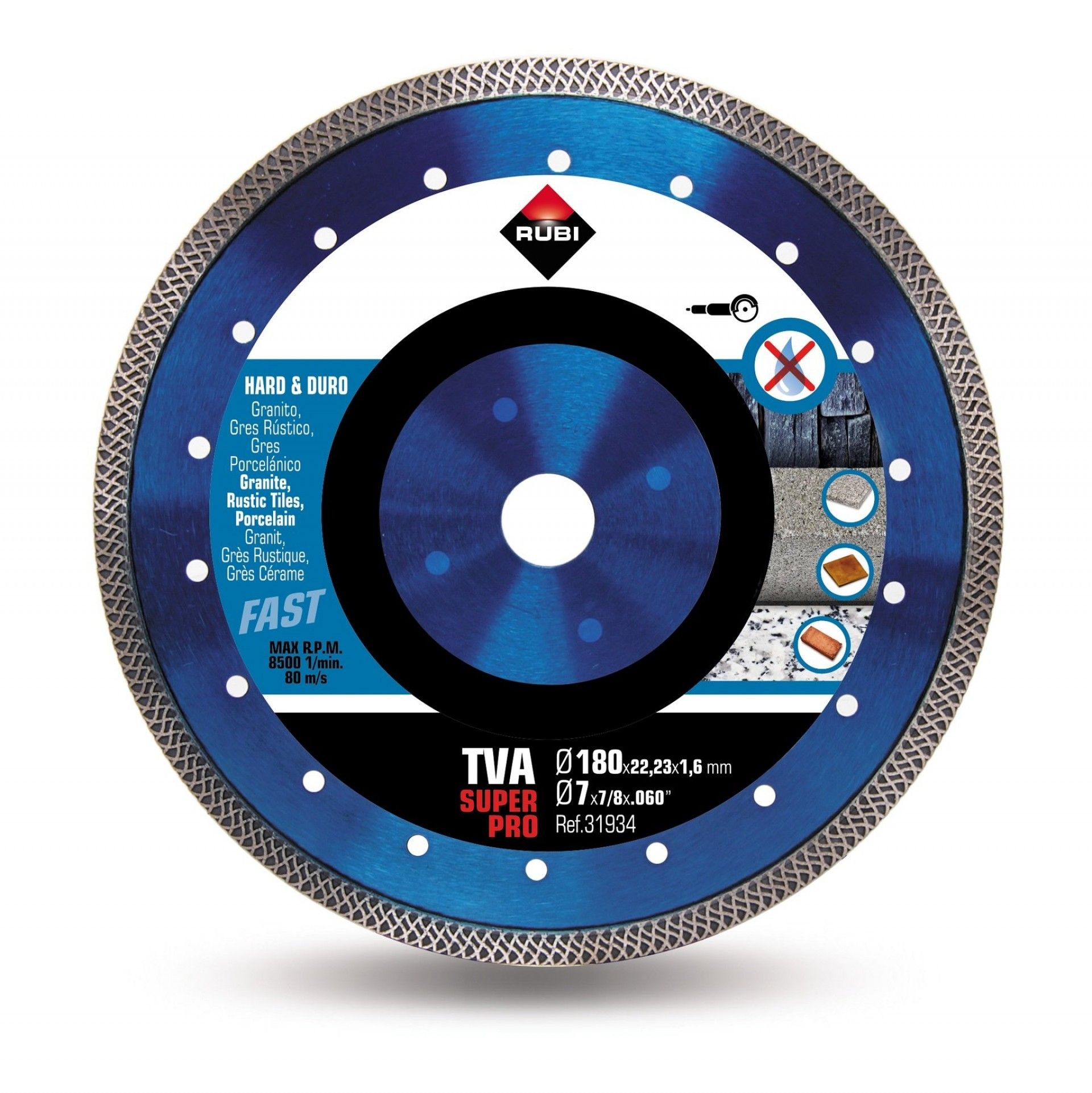 Disco diamante material duro TURBO VIPER TVA-180 SUPERPRO 31934 RUBI