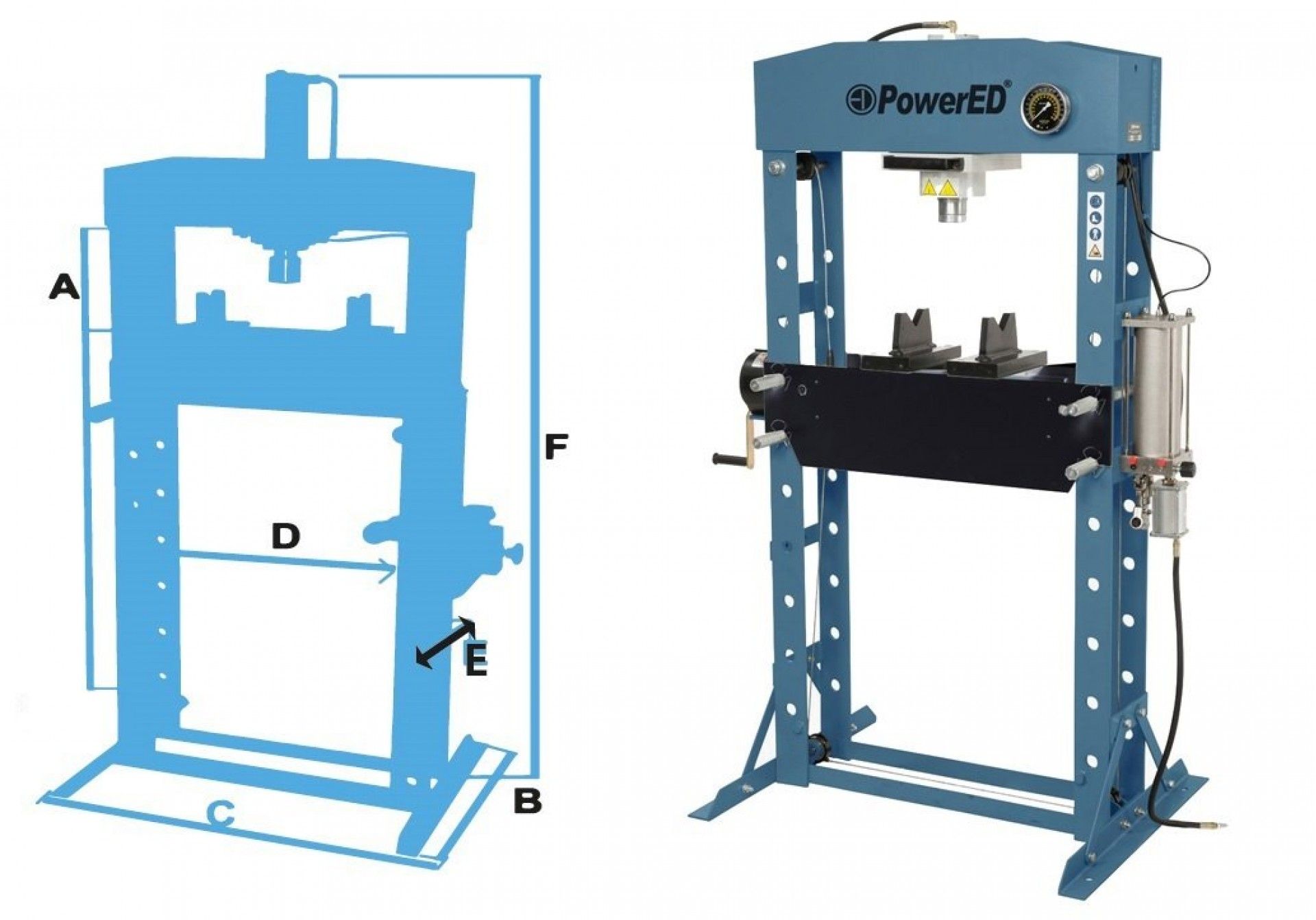PRENSA 30T HIDRO-PNEUMATICA PPSP30 REF 260102 POWERED