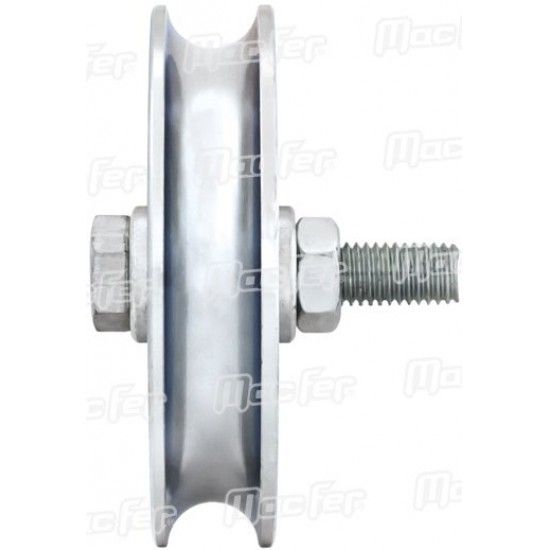 Roda "U" com parafuso 2 rolamentos galvanizada U2P 160x30mm (M14 70mm) refª 206.0065 MACFER Roda "U" com parafuso 2 rolamentos galvanizada U2P 160x30mm (M14 70mm) refª 206.0065 MACFER