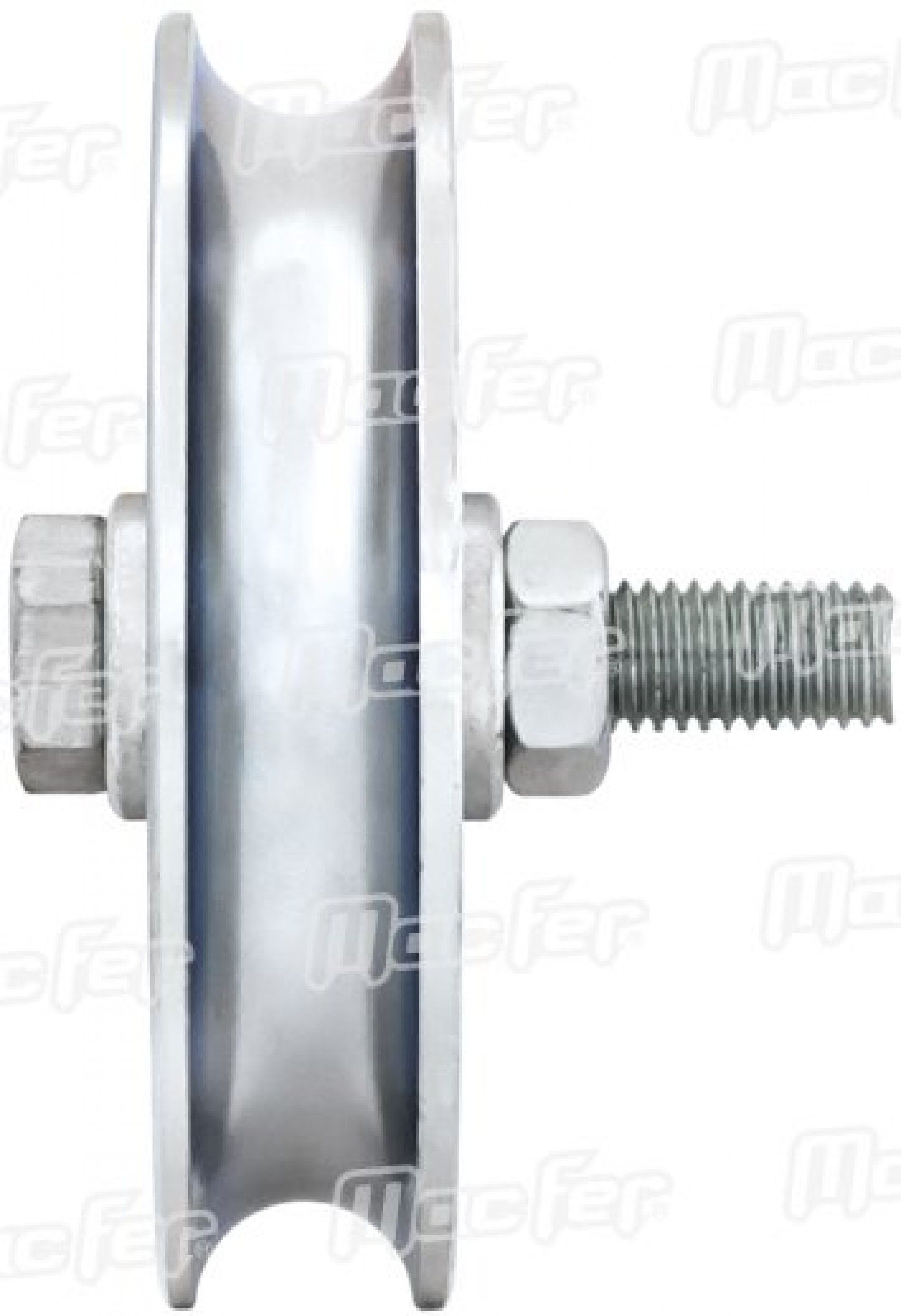 Roda "U" com parafuso 1 rolamento galvanizada U1P 60x17mm (M10 55mm) refª 206.0003 MACFER