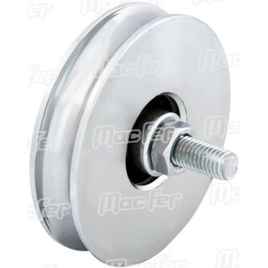 Roda "U" com parafuso 1 rolamento galvanizada U1P  60x17mm (M10 55mm) ref 206.0003 MACFER