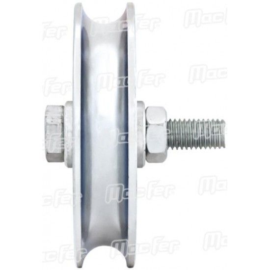 Roda "U" com parafuso 1 rolamento galvanizada U1P 80x20mm (M10 55mm) refª 206.0004 MACFER Roda "U" com parafuso 1 rolamento galvanizada U1P 80x20mm (M10 55mm) refª 206.0004 MACFER