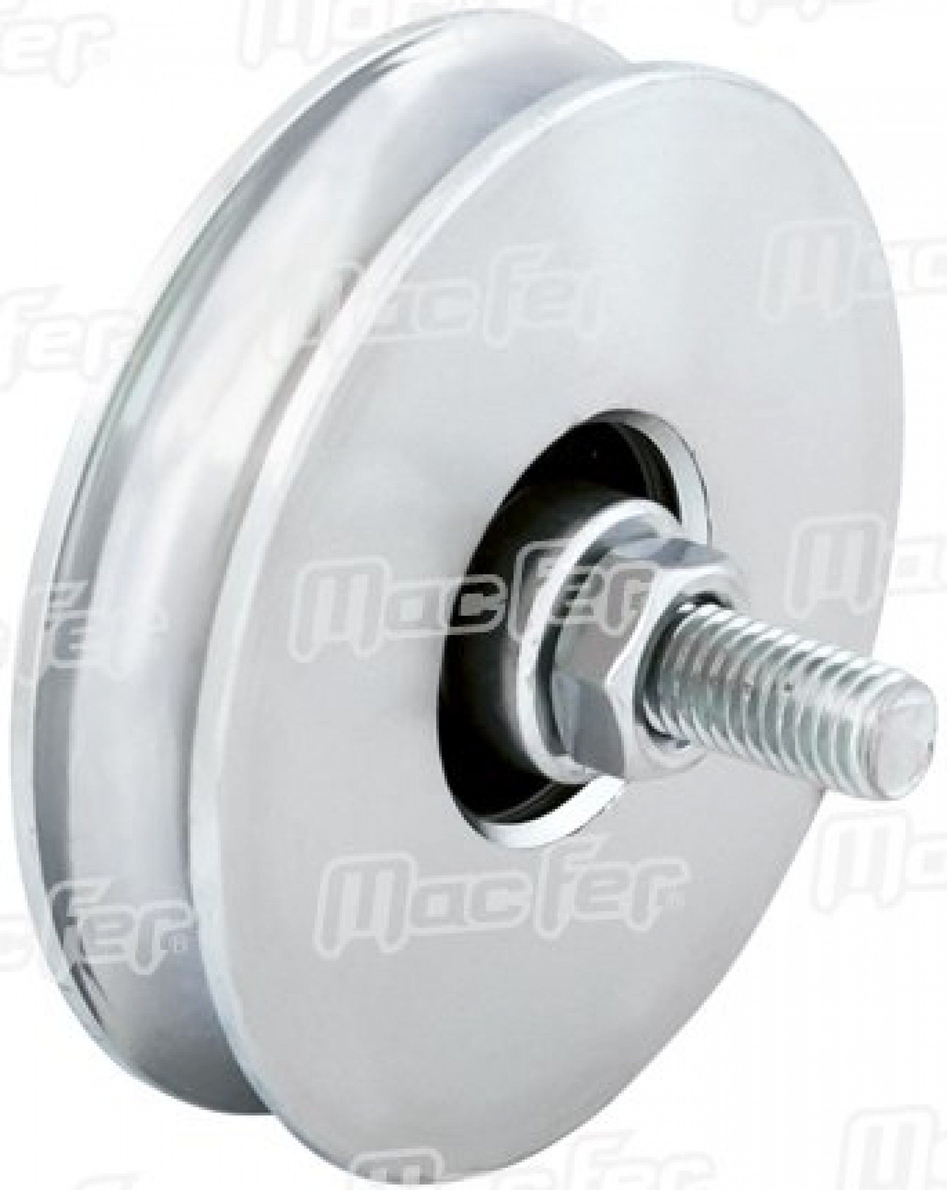 Roda "U" com parafuso 1 rolamento galvanizada U1P 60x17mm (M10 55mm) refª 206.0003 MACFER