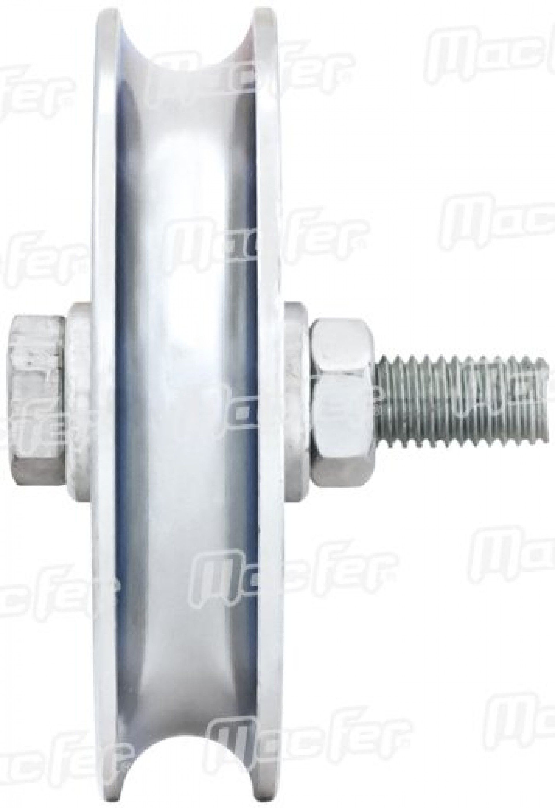 Roda "U" com parafuso 1 rolamento galvanizada U1P 60x17mm (M10 55mm) refª 206.0003 MACFER