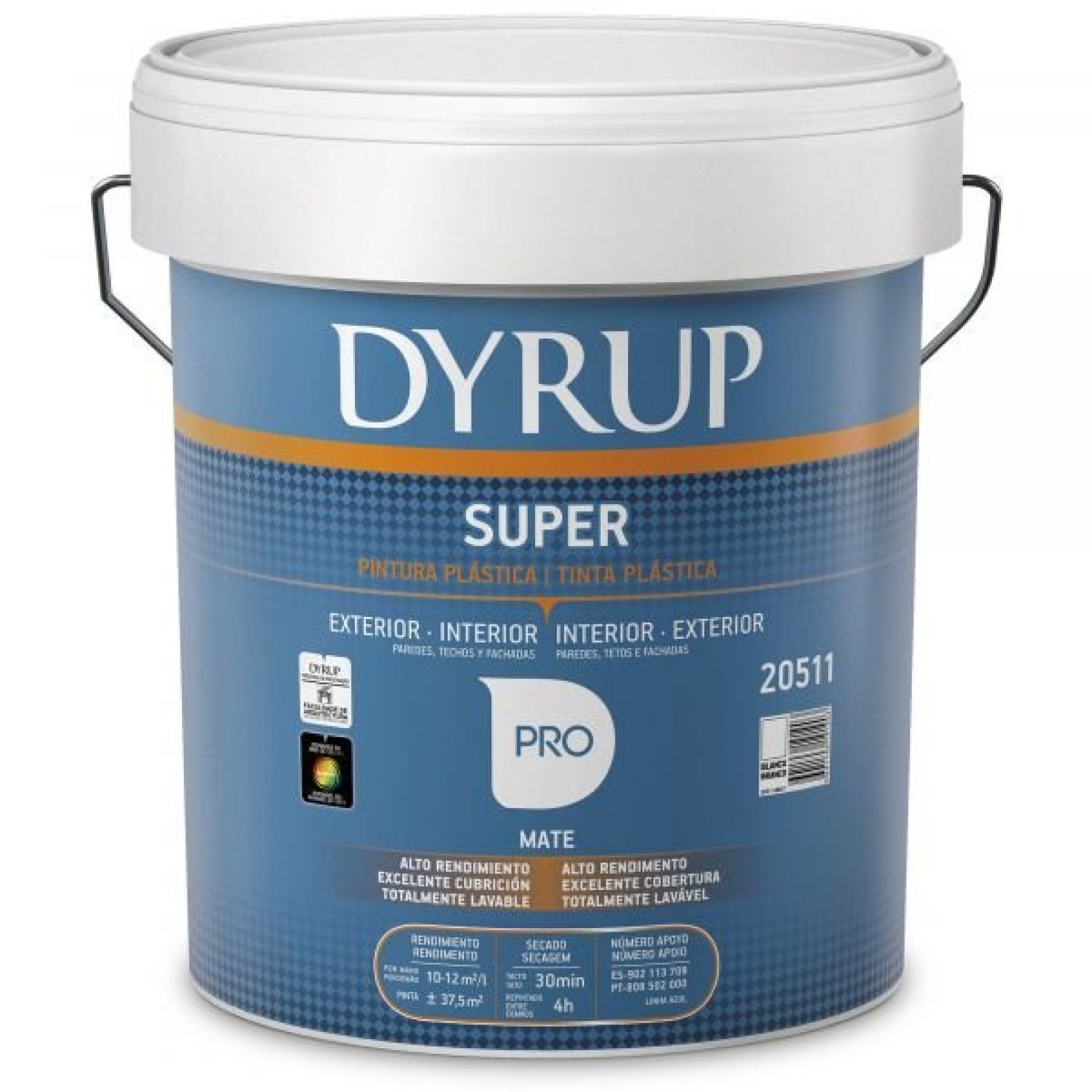 Tinta plástica Mate Dyrup Super 15L branco refª 20511 Dyrup
