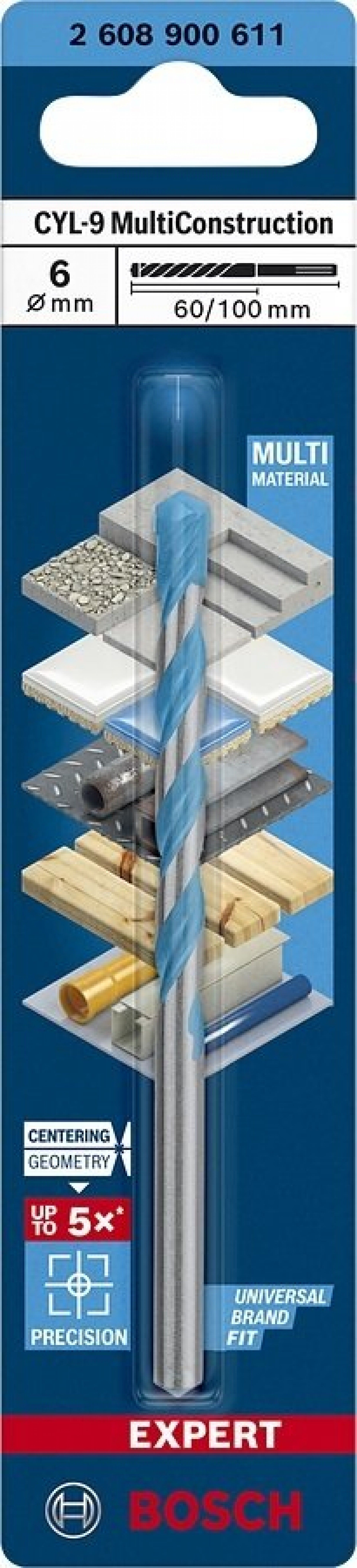 Broca EXPERT CYL-9 MultiConstruction, 6 x 60 x 100 mm 2.608.900.611 BOSCH