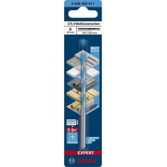 Broca EXPERT CYL-9 MultiConstruction, 6 x 60 x 100 mm 2.608.900.611 BOSCH