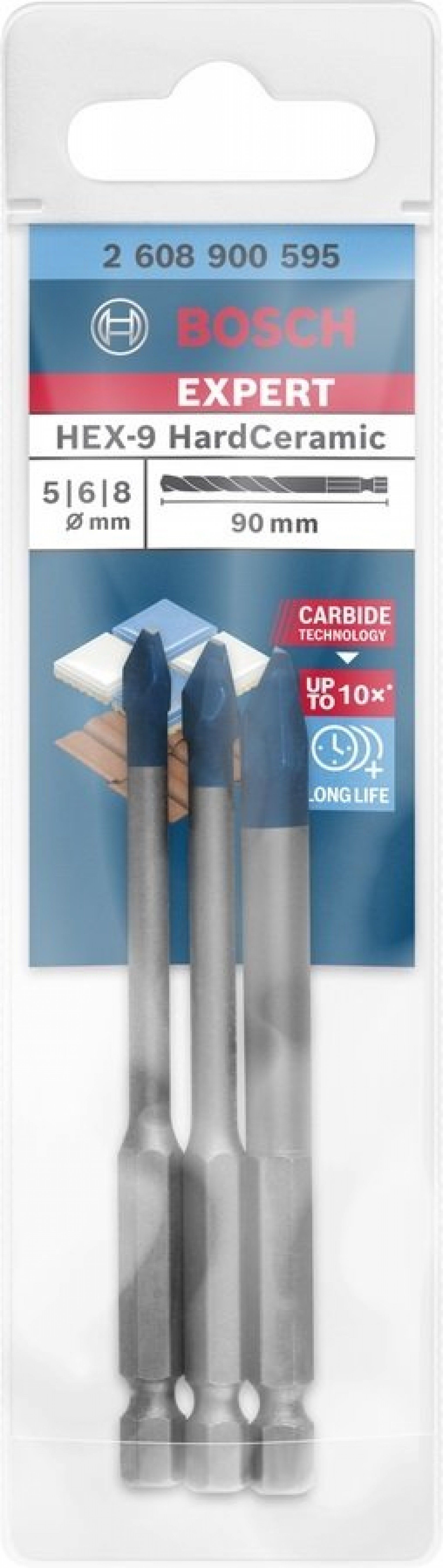 Kit brocas HEX-9 EXPERT HardCeramic, 5/6/8 mm REF 2.608.900.595 BOSCH