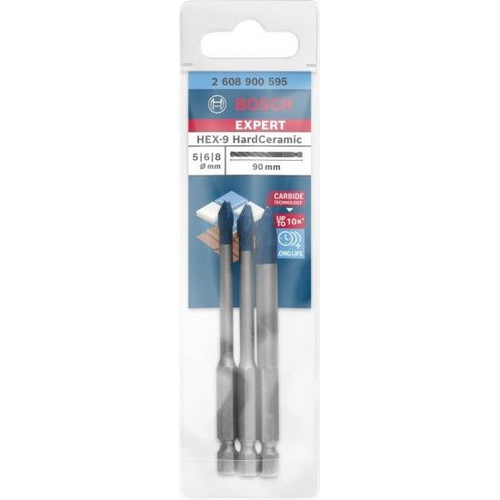 Kit brocas HEX-9 EXPERT HardCeramic, 5/6/8 mm REF 2.608.900.595 BOSCH