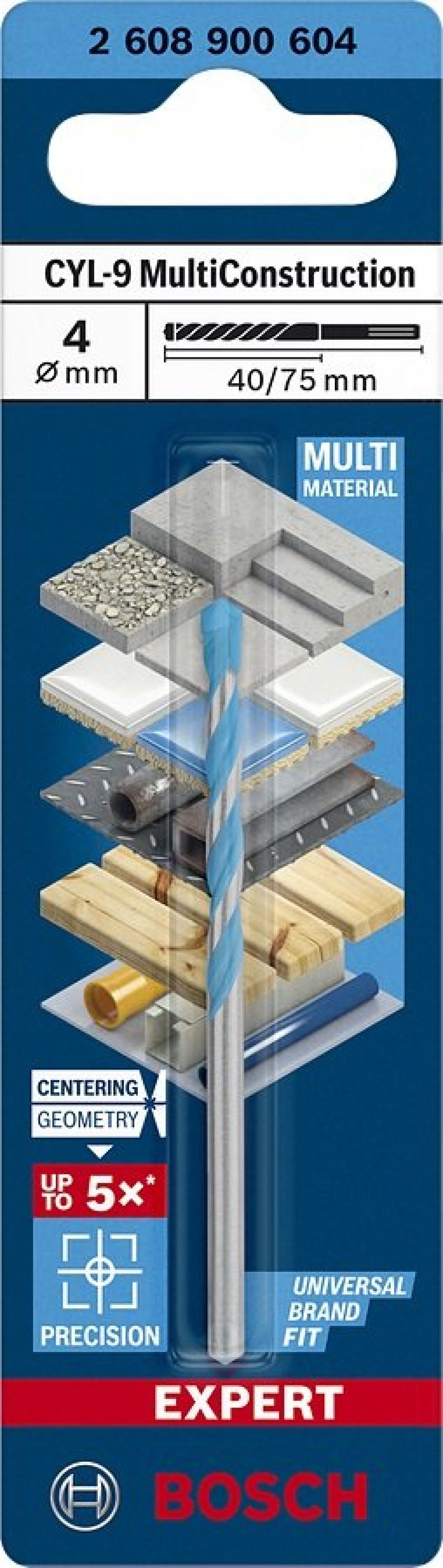 Broca EXPERT CYL-9 MultiConstruction 4 x40 x75 mm REF 2.608.900.604 BOSCH